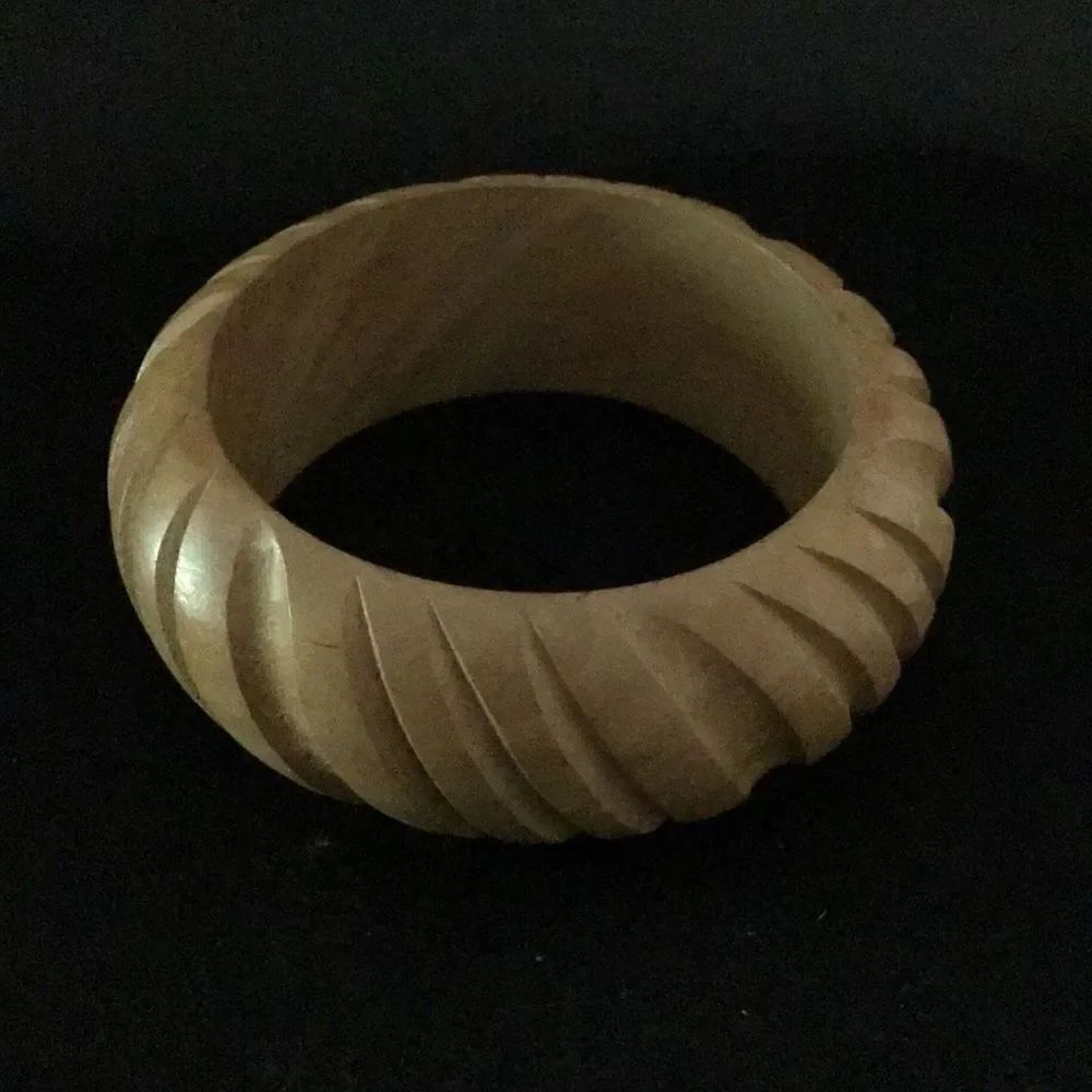 Bracelet, vintage, carved wood, Bangle 